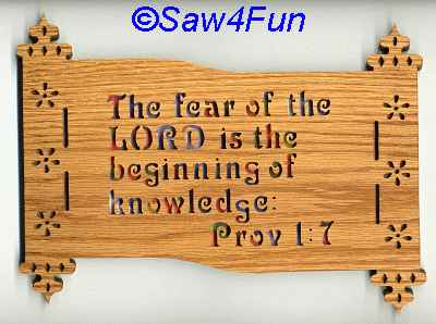 Proverbs 1:7 Bible Plaque Scroll Saw Pattern